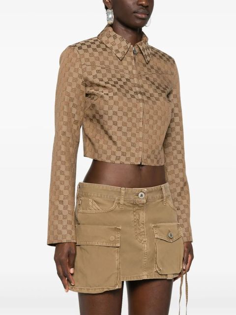 MISBHV jacquard-monogram cropped jacket - Neutrals