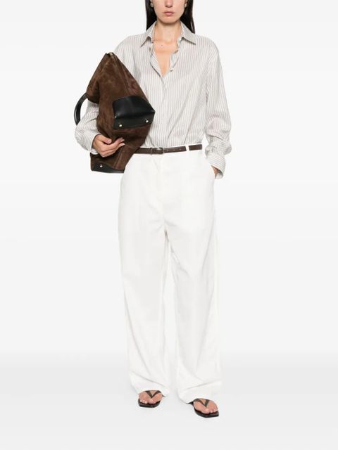 The Row Vanda striped long-sleeve shirt - White