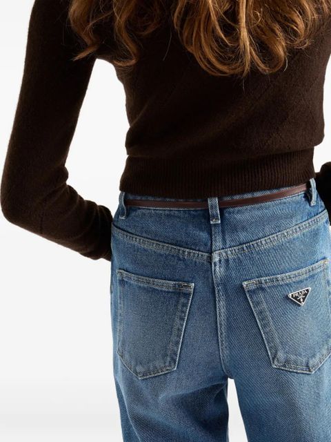 Prada logo-plaque five-pocket jeans - Blue