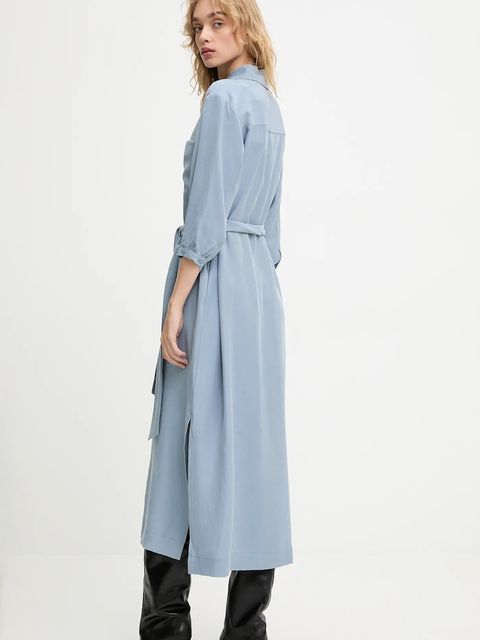 Answear.LAB sukienka kolor niebieski midi prosta