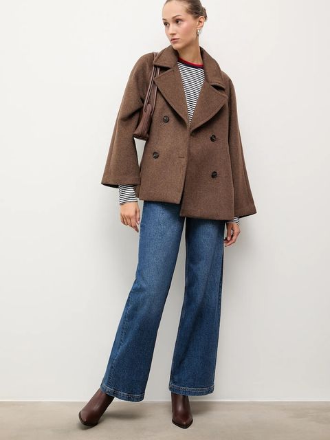 Answear.LAB botki skórzane kolor brązowy na słupku