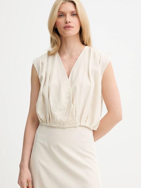 Answear.LAB bluzka i spódnica damski kolor beżowy