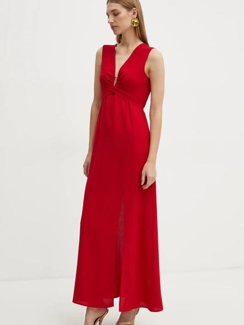 Morgan sukienka RCIL kolor czerwony maxi rozkloszowana RCIL