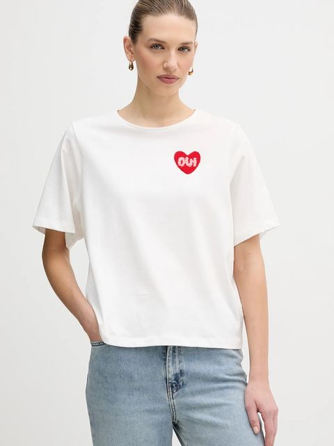 OUI t-shirt bawełniany damski kolor biały 96046 - zdjęcie produktu nr 1