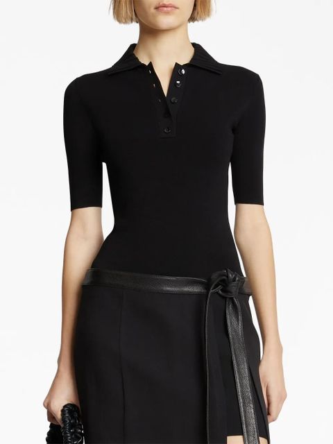 Proenza Schouler short-sleeved knitted polo bodysuit - Black