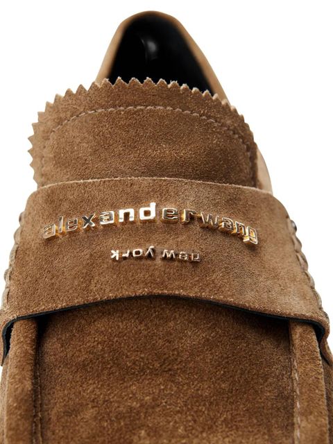 Alexander Wang logo-plaque suede loafers - Brown