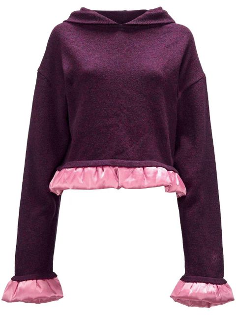 JW Anderson satin-trimmed cropped hoodie - Purple - zdjęcie produktu nr 1