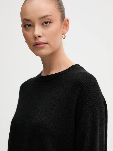 United Colors of Benetton sweter z dodatkiem wełny damski kolor czarny lekki 126WD10E4 - zdjęcie produktu nr 2