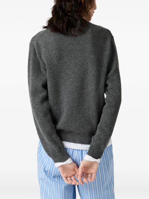 Miu Miu intarsia-logo V-neck sweater - Grey