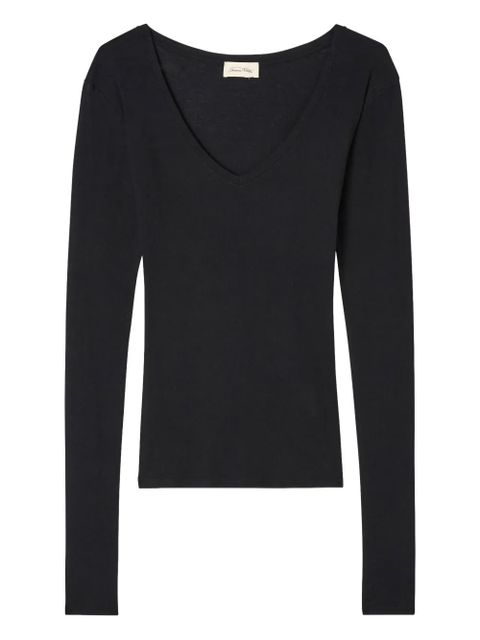 American Vintage Massachusetts long-sleeve v-neck top - Black - zdjęcie produktu nr 1