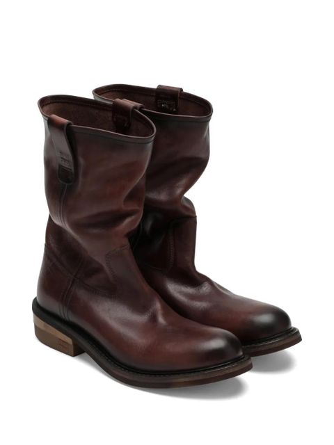 Miu Miu Foule logo-embossed leather ankle boots - Brown - zdjęcie produktu nr 2