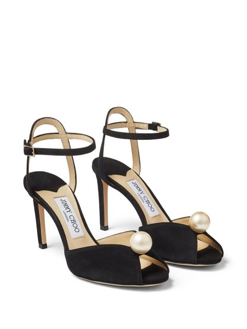 Jimmy Choo Sacora 85mm pearl-embellished sandals - Black