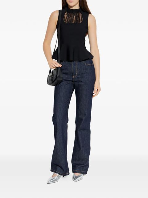 Alexander McQueen lace-detail peplum-hem blouse - Black - zdjęcie produktu nr 2