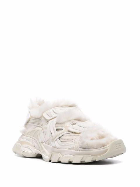 Balenciaga faux-fur Track sandals - Neutrals
