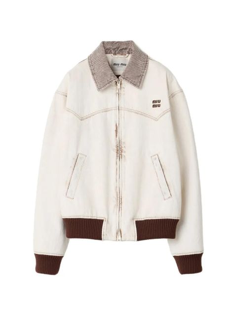 Miu Miu zip-up oversized jacket - Neutrals - zdjęcie produktu nr 1