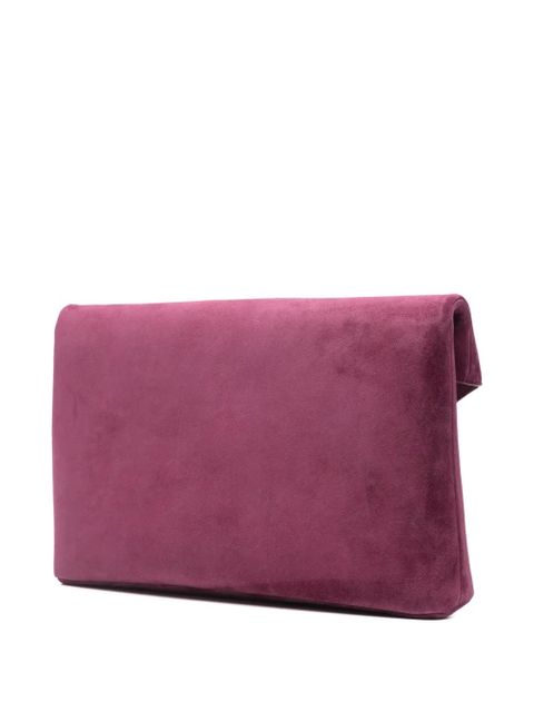 Saint Laurent logo-plaque clutch bag - Purple