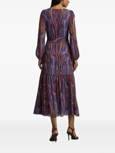 Lauren Ralph Lauren V-neck paisley-pattern midi dress - Purple