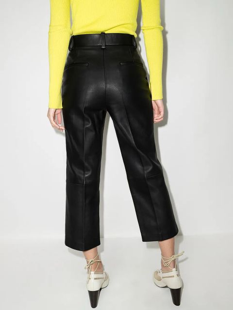 KHAITE Melie cropped leather trousers - Black