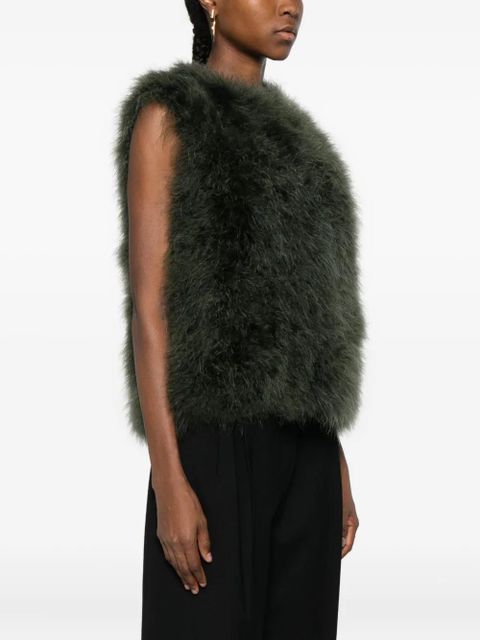Yves Salomon feather-embellished gilet - Green