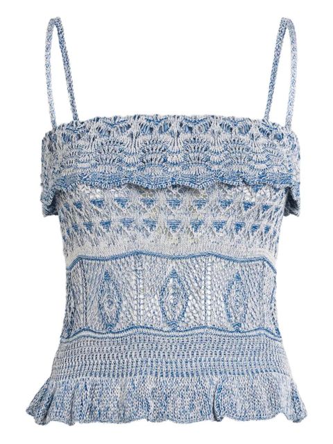 ETRO ruffled cotton top - Blue - zdjęcie produktu nr 1