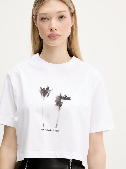 Karl Lagerfeld Jeans t-shirt bawełniany damski kolor biały A3W17040