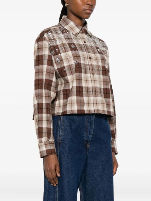 Maje embellished check-pattern shirt - Brown