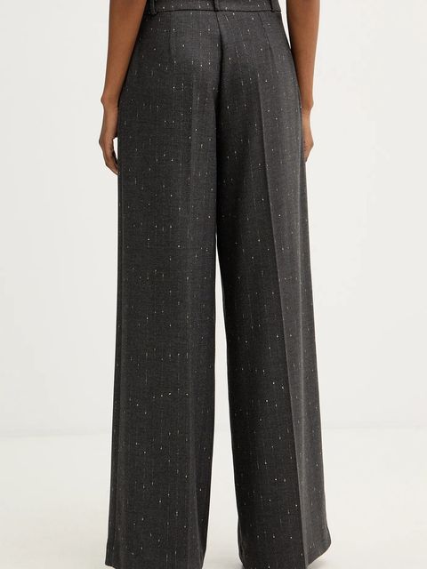 Haveone spodnie damskie kolor szary szerokie high waist PGE-P065