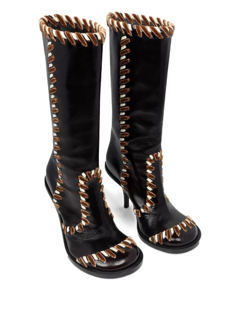 DRIES VAN NOTEN 90mm leather round-toe boots - Black