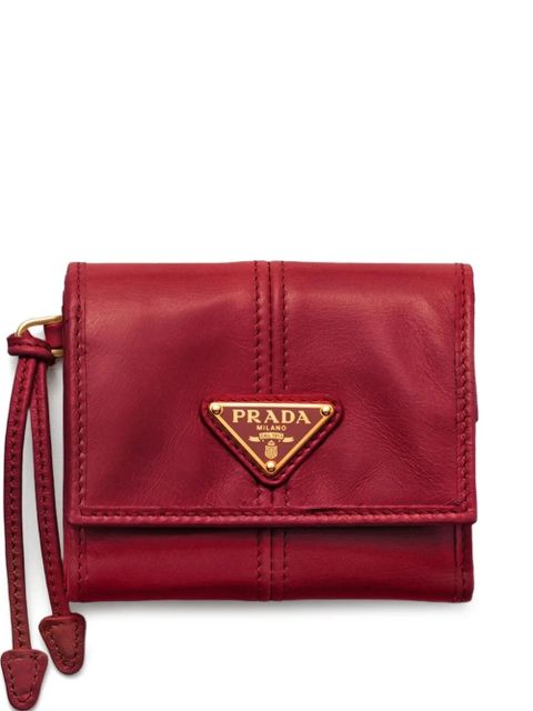 Prada logo-plaque leather wallet - Red - zdjęcie produktu nr 1