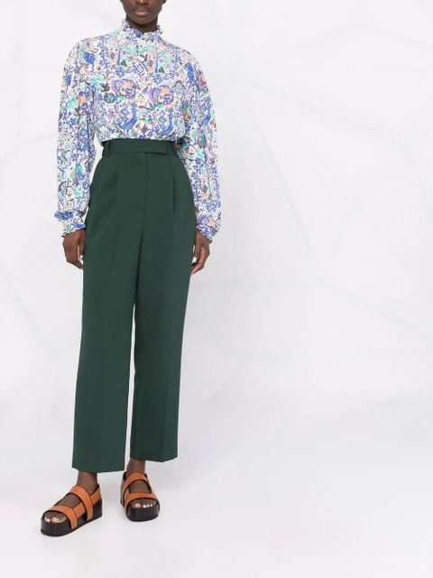 ISABEL MARANT Banessa abstract-print ruffled blouse - Blue - zdjęcie produktu nr 2