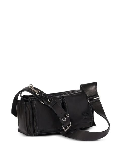 Miu Miu flap-pockets leather shoulder bag - Black