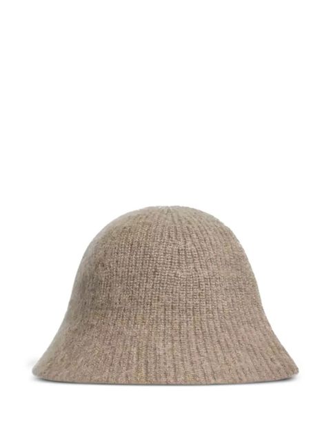 Moncler logo-patch ribbed hat - Neutrals