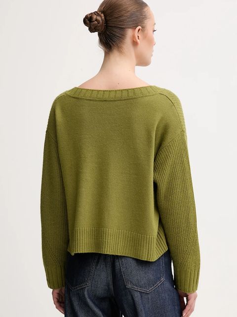 United Colors of Benetton sweter z dodatkiem wełny damski kolor zielony 126WD402Z - zdjęcie produktu nr 2