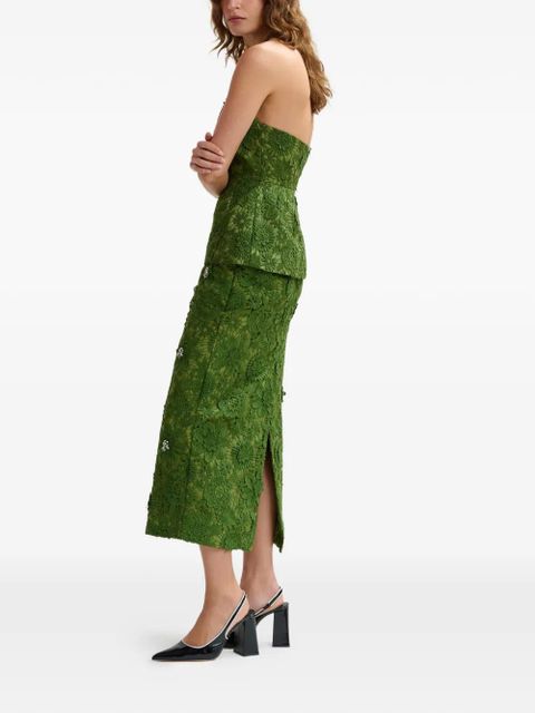 Essentiel Antwerp floral lace rhinestone midi skirt - Green