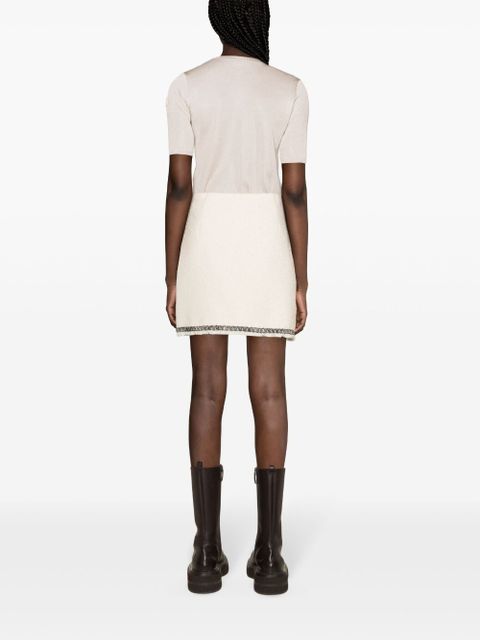 Moncler contrasting-trim tweed miniskirt - White