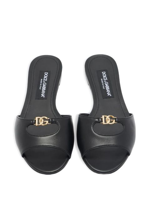 Dolce & Gabbana Lollo logo-plaque sandals - Black