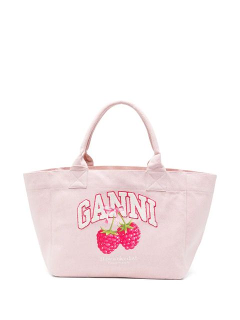 GANNI logo-patch raspberry-print tote bag - Pink - zdjęcie produktu nr 1