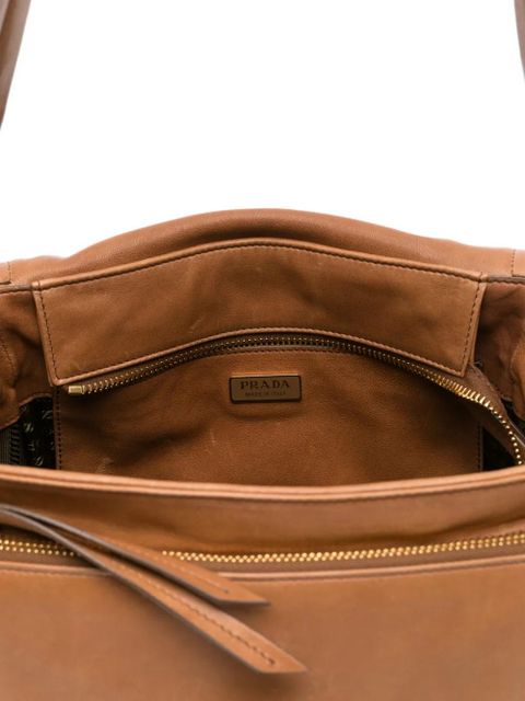 Prada medium Explore buckle leather shoulder bag - Brown