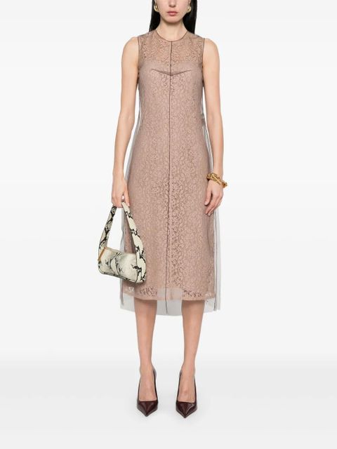 FENDI floral-lace midi dress - Neutrals