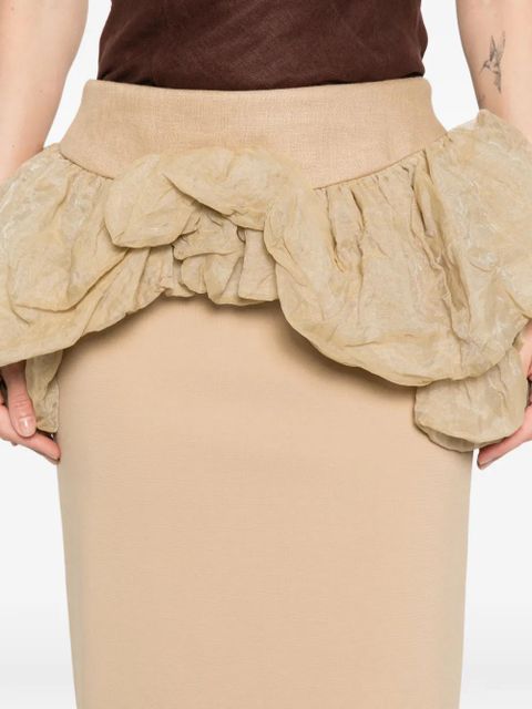 Max Mara Sbaccano ruffled midi skirt - Neutrals