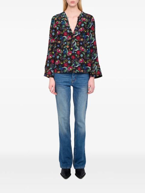 Zadig&Voltaire Torny V-neck floral blouse - Black