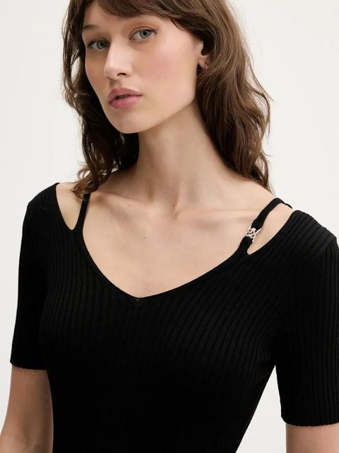 HUGO sukienka kolor czarny midi dopasowana 50538239