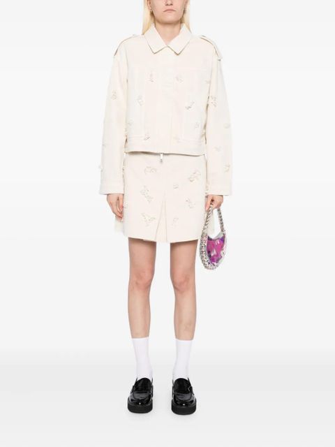 Self-Portrait beaded floral mini skirt - Neutrals - zdjęcie produktu nr 2