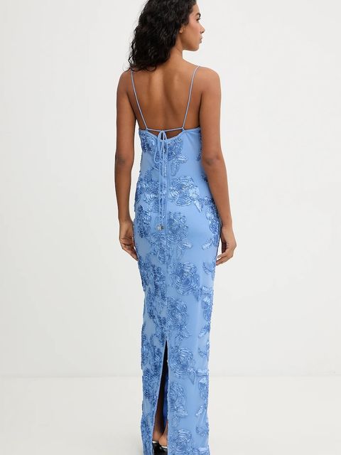 Rotate sukienka kolor niebieski maxi dopasowana 1160091321