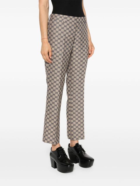 Gucci GG-embroidered canvas tailored trousers - Neutrals