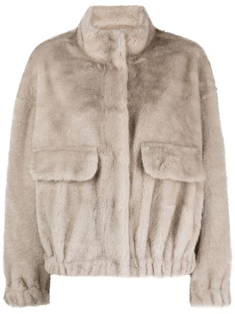 Ba&Sh Paros faux-fur cropped jacket - Grey - zdjęcie produktu nr 1