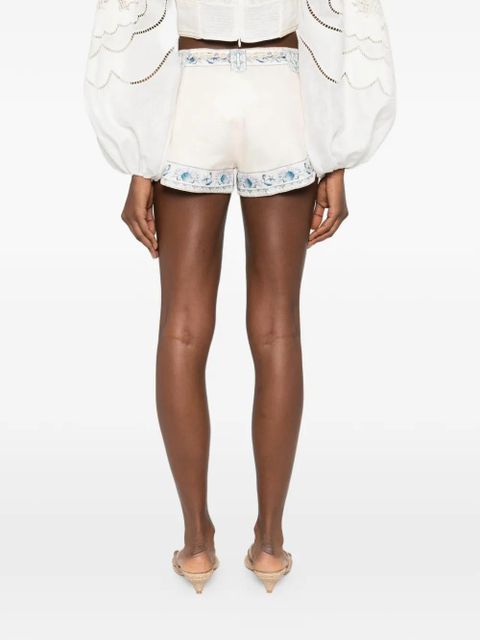 ZIMMERMANN drawstring embroidered shorts - Neutrals