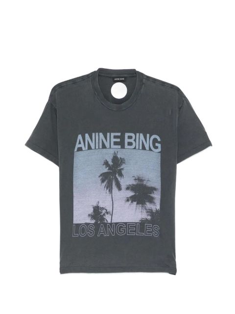 ANINE BING palm-print T-shirt - Grey - zdjęcie produktu nr 1