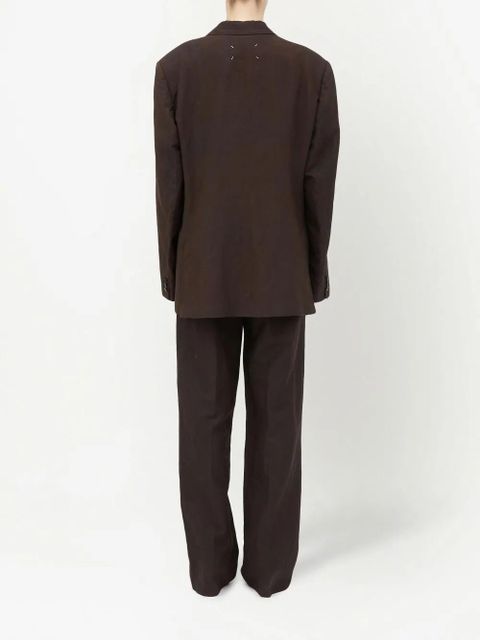 Maison Margiela single-breasted wool-linen blazer - Brown