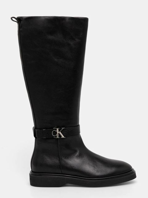 Calvin Klein kozaki skórzane KNEE BOOT W/ METAL LOGO - zdjęcie produktu nr 1